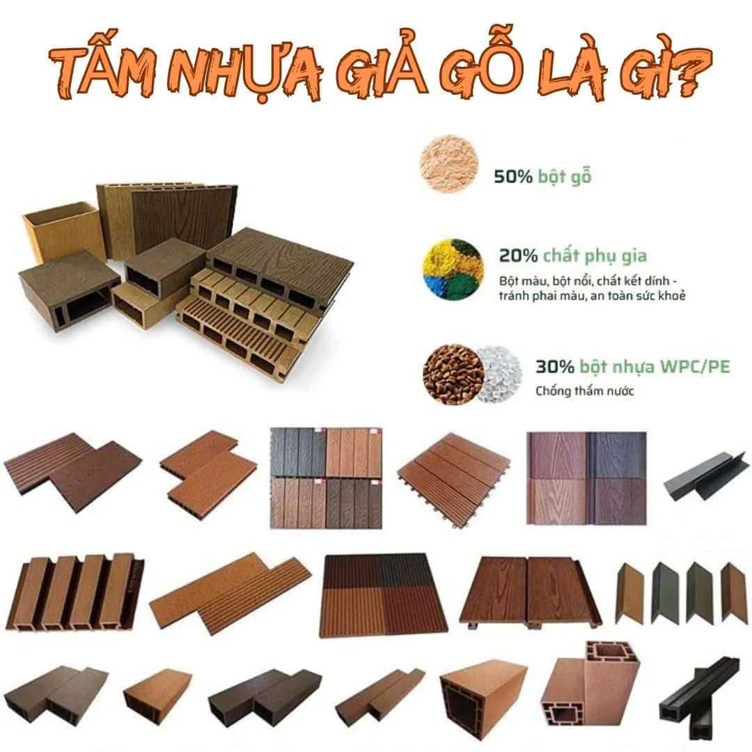 Tấm Nhựa Giả Gỗ Ốp Tường Lót Sàn Trong Nhà Ngoài Trời